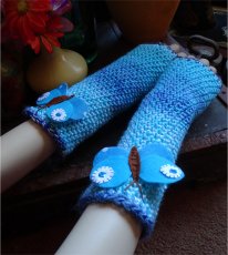 Crochet fingerless mittens with butterfly or dragonfly